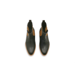 Hache version B black nappa brown handmade leather ankle boots - Cooperative Handmade