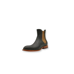 Hache version B black nappa brown handmade leather ankle boots - Cooperative Handmade