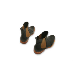 Hache version B black nappa brown handmade leather ankle boots - Cooperative Handmade