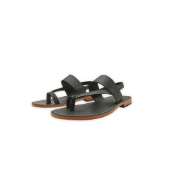 Hermes fatty matte black handmade leather sandals - Cooperative Handmade