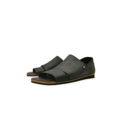 Nuna B fatty matte black beige beige handmade leather sandals - Cooperative Handmade