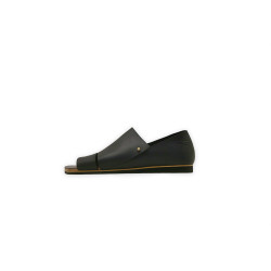 Nuna B fatty matte black beige beige handmade leather sandals - Cooperative Handmade