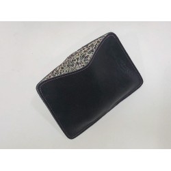 1656 handmade leather wallet fatty black details lilac