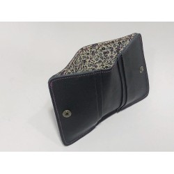 1656 handmade leather wallet fatty black details lilac