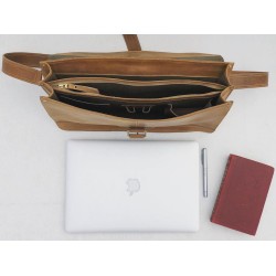 Viejo Matías handmade leather laptop briefcase sand ranger