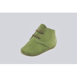 Chavito green handcrafted suede and greasy leather shoe