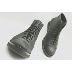 Ocho matte black with platform handmade leather shoe