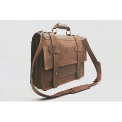 Matías Brown greasy leather handmade leather briefcase