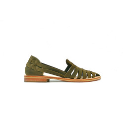 Indian Beloved NG olive green handmade leather sandals - Cooperative Handmade