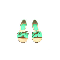 Maria cyan green handmade leather sandals - Cooperative Handmade