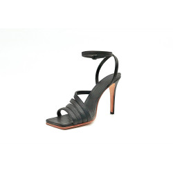 Circe black nappa handmade leather heels 10 cm - Cooperative Handmade