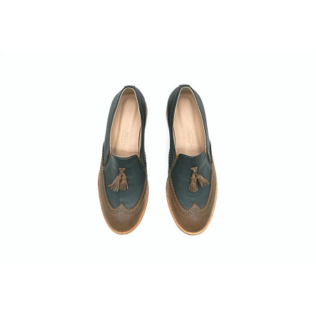 Chloe black nappa camel cerato handmade leather shoes - Cooperative Handmade