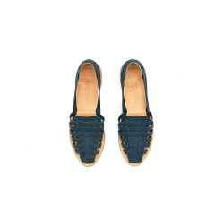 Indian Beloved fatty ocean blue handmade leather sandals - Cooperative Handmade