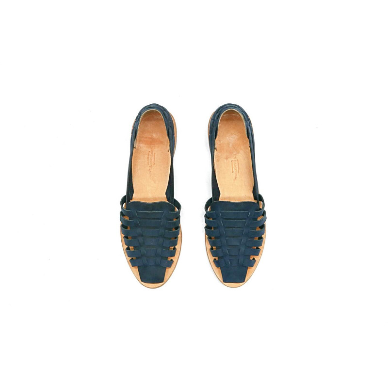 Indian Beloved fatty ocean blue handmade leather sandals - Cooperative Handmade