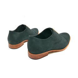 Satie fatty matte black details beige handmade leather shoes - Cooperative Handmade