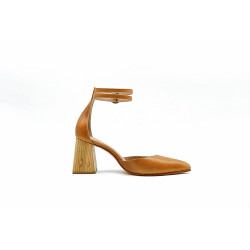 Catalina caramel ranger handmade leather wooden heels - Cooperative Handmade