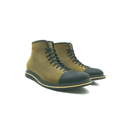 Ocho olive green matte black details handmade leather shoes - Cooperative Handmade